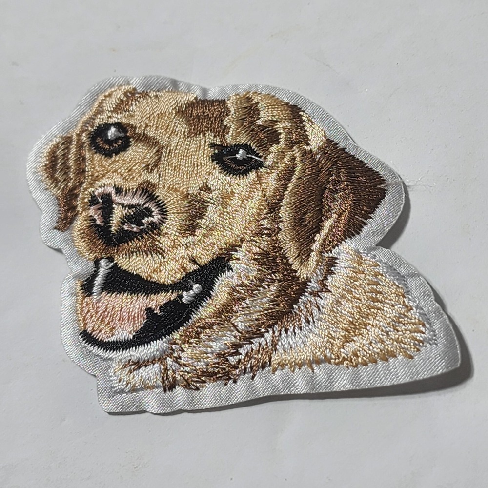 Golden Retriever Dog Clothing Patch Embroidered Iron On Applique 2 1/4 inch NEW